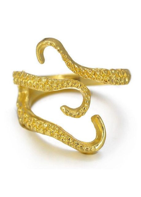 Кольцо стальное золотистый Осьминог Кракен Воплощение Таинственности и Силы! размер регулируемый Fashion Jewelry (289717566)