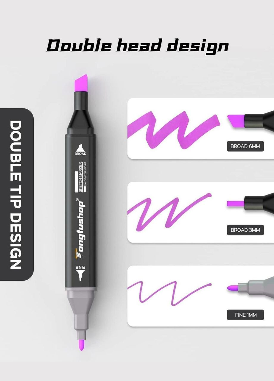 Большой набор двухсторонних скетч-маркеров 204 шт для рисования двухсторонних Touch Good Idea (315913449)