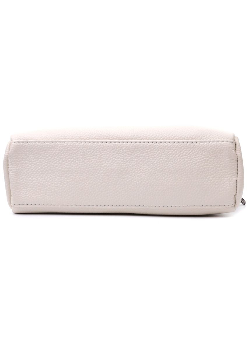 Жіноча прямокутна кроссбоді з кишенями з натуральної шкіри біла 22598 Vintage (329195713)