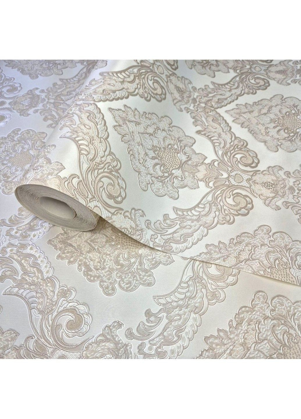 Обои виниловые 10.05 × 1.06 м 1572-01, классические бежевые для гостиной, спальни, кухни, коридора,прихожей Слов'янські шпалери (340275348)