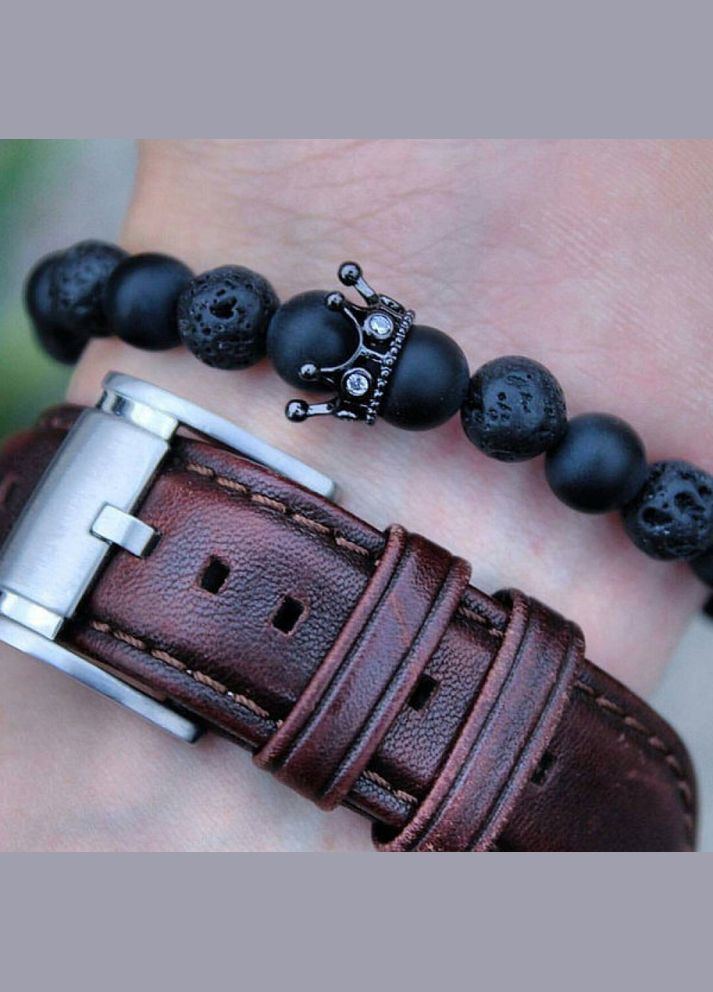 Мужские браслеты из натуральных камней Crown из черного агата и тигрового глаза. No Brand (328251263)