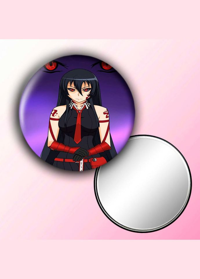 Зеркальце косметическое карманное Аниме Убийца акаме #0004 с рисунком круглый 56 мм No Brand (309153290)