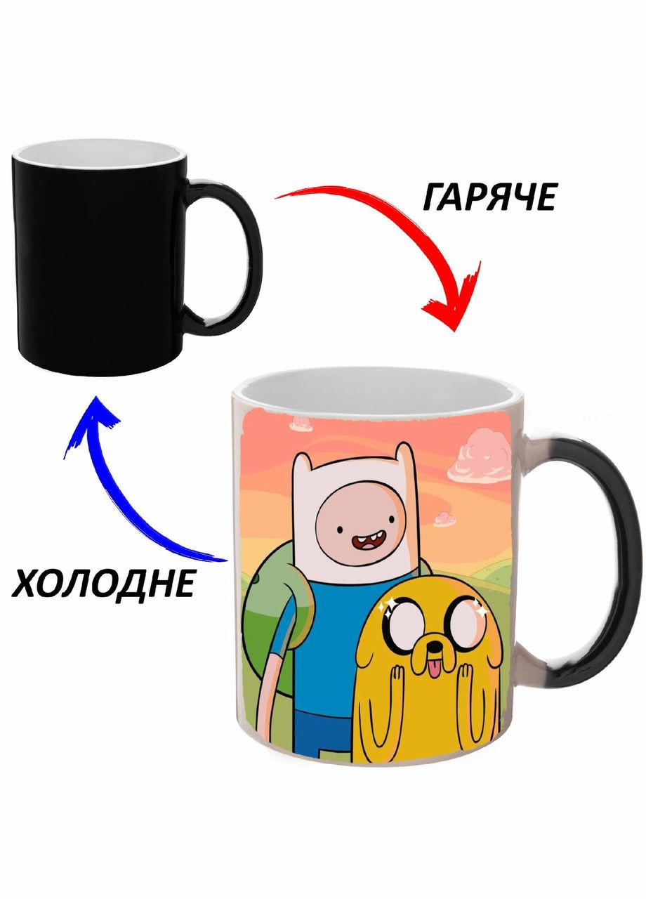 Чашка хамелон (кружка, чашка) Время приключений с Финном и Джейком #05 Черная 330 мл No Brand (323471407)