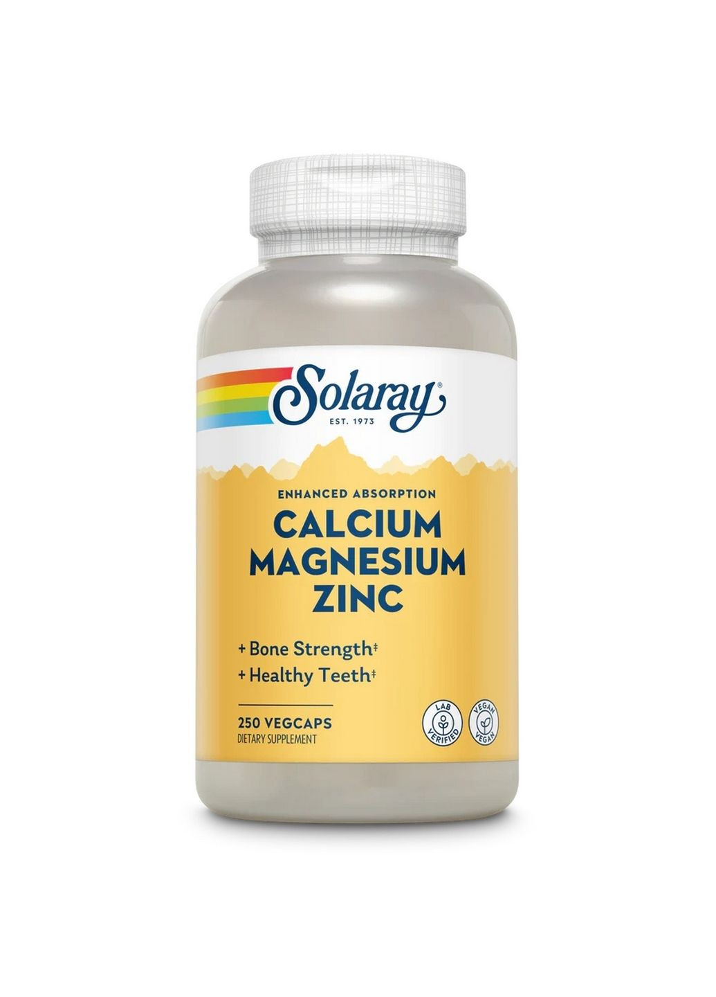 Вітаміни та мінерали Calcium Magnesium Zinc, 250 вегакапсул Solaray (293417950)