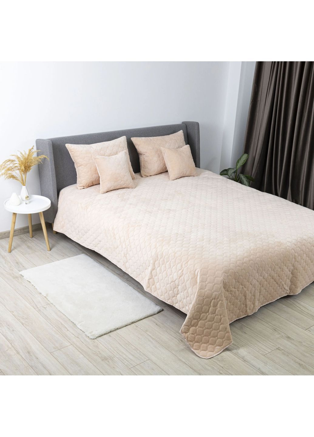 Двоспальне велюрове покривало 180*240 см гіпоалергенне Рожеве (24350180240) ТЕП (364503602)