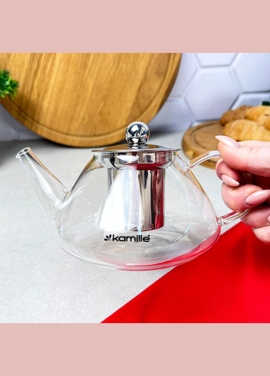 Стеклянный заварочный чайник для газовой плиты 700 мл Kamille (316259968)