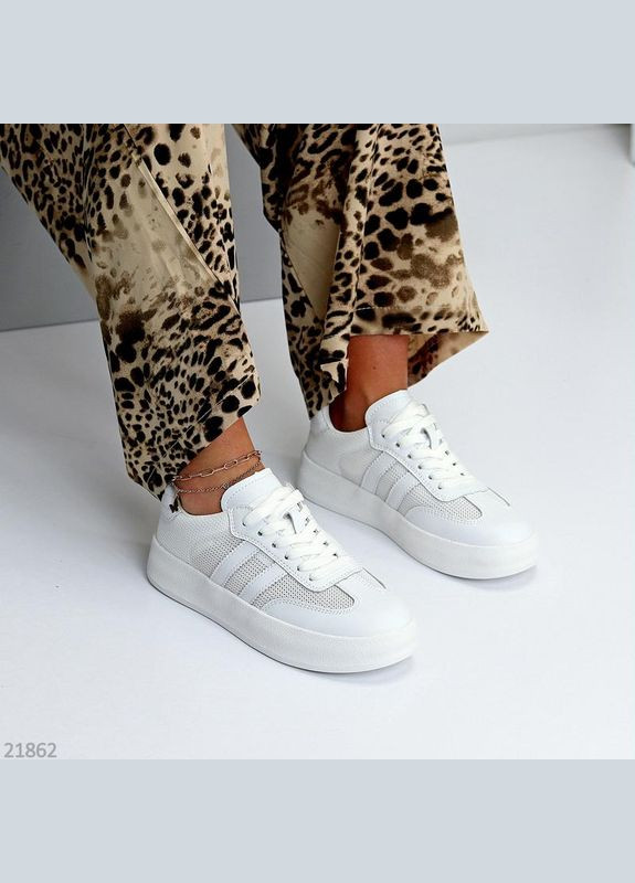 Білі білі шкіряні кеди west перфоровані KDSL