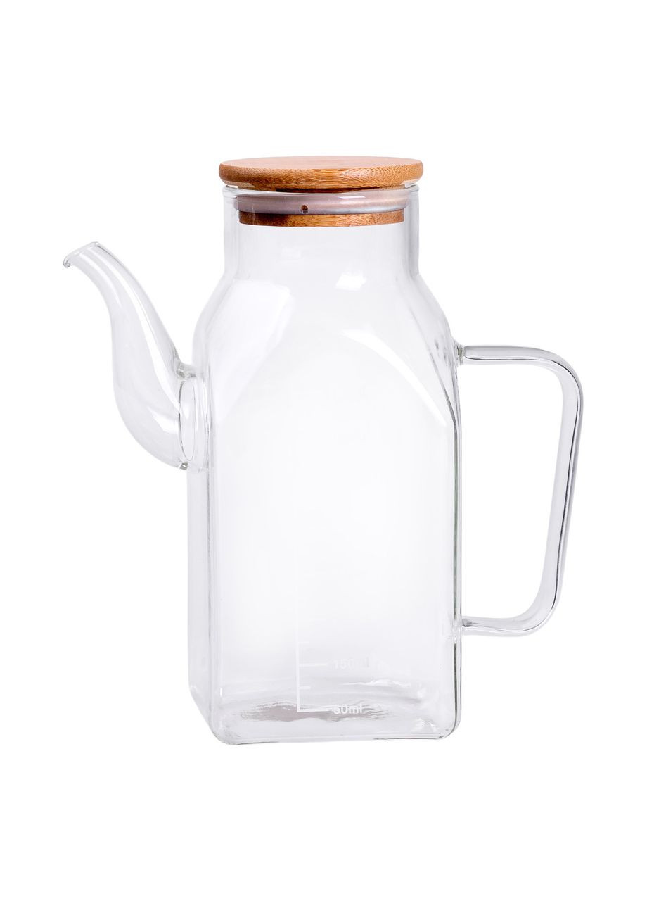 Стеклянная бутылка для масла 750 мл с ручкой и бамбуковой крышкой HP-34-4 No Brand (369472971)