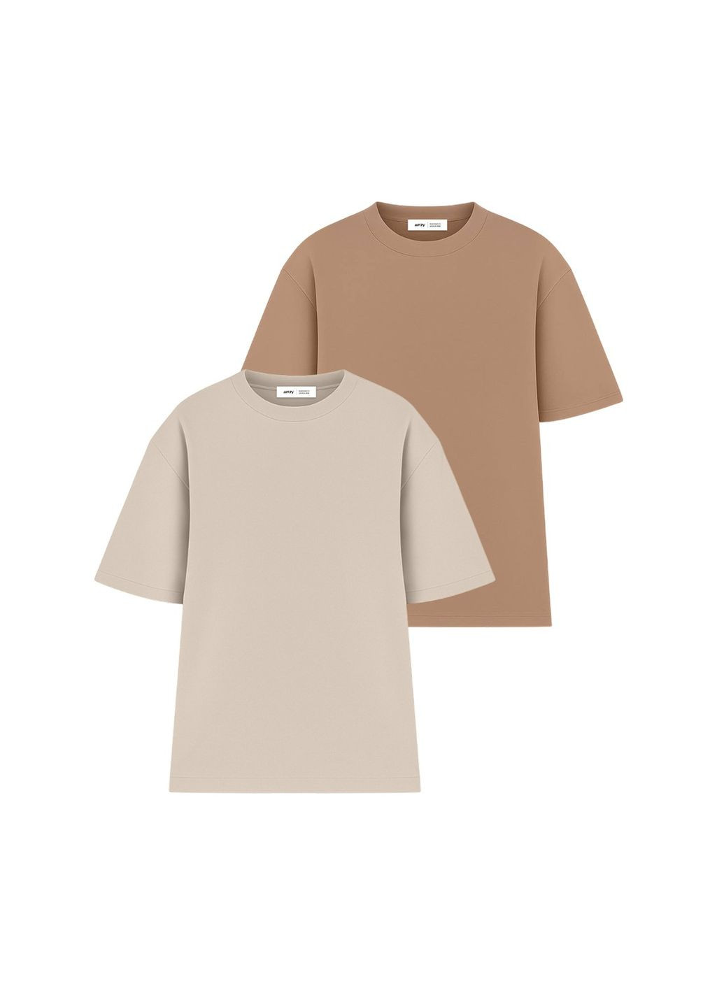 Набір оверсайз футболок жіночих 2шт, Беж/Коричневий (U0104W-Cream-Brown) RAY Oversize - (345556633)