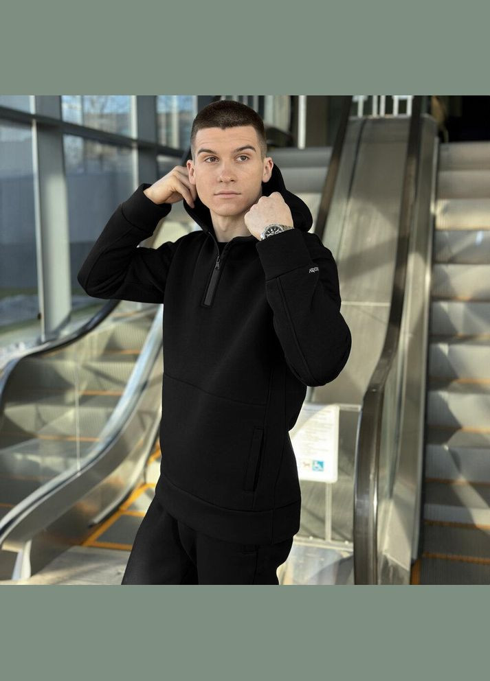 Зимове чоловіче худі на флісі чорне No Brand (345647999)