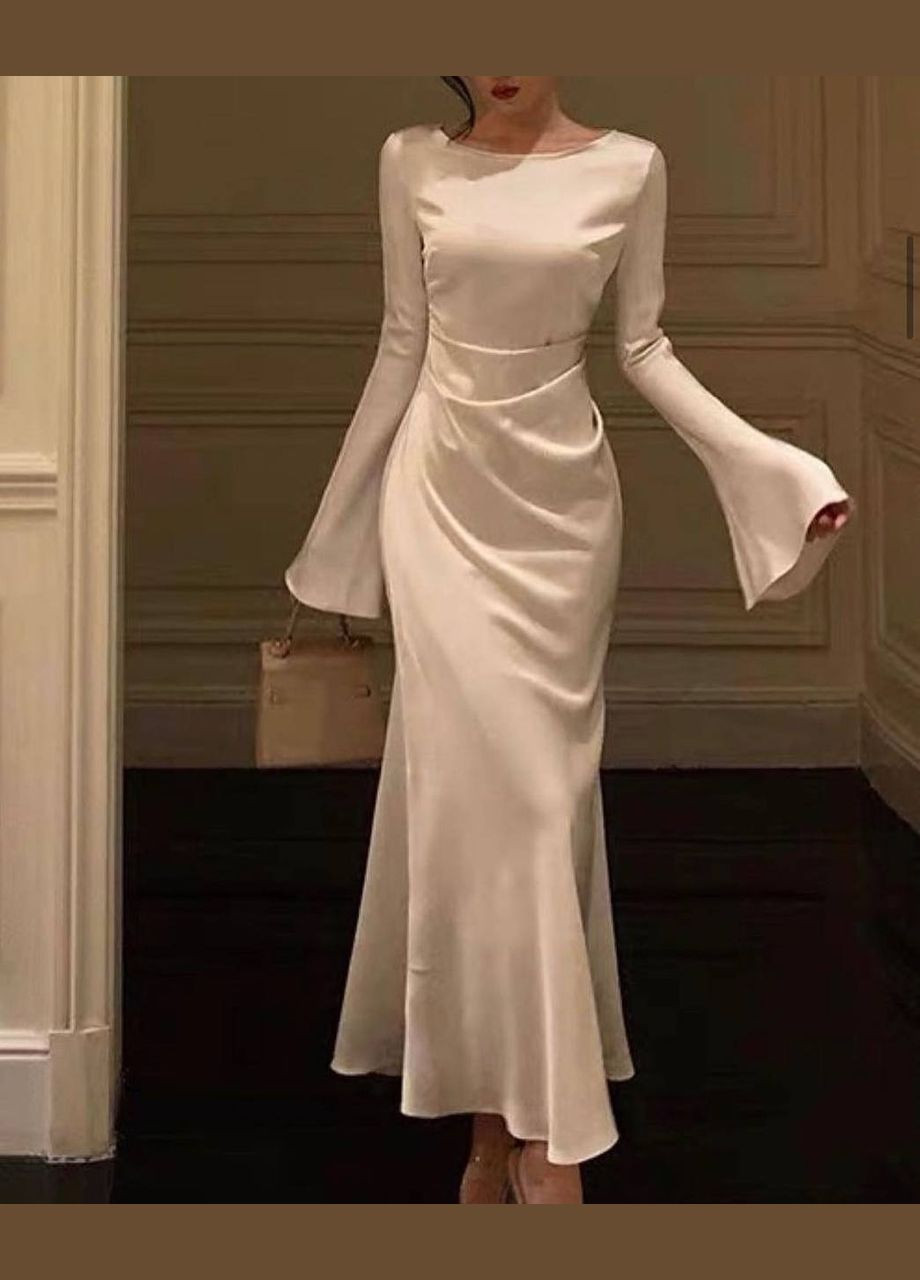 Белое вечернее женское платье макси No Brand однотонное