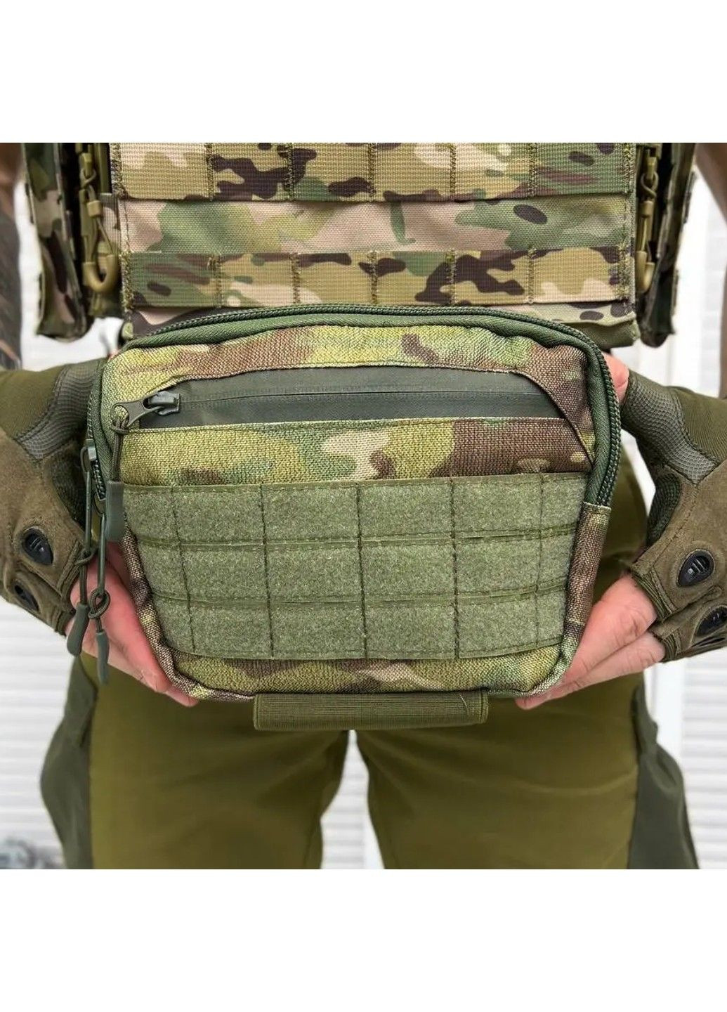 Тактический подсумок напашник под бронежилет или плитоноску П2-3 Мультикам No Brand (332634527)