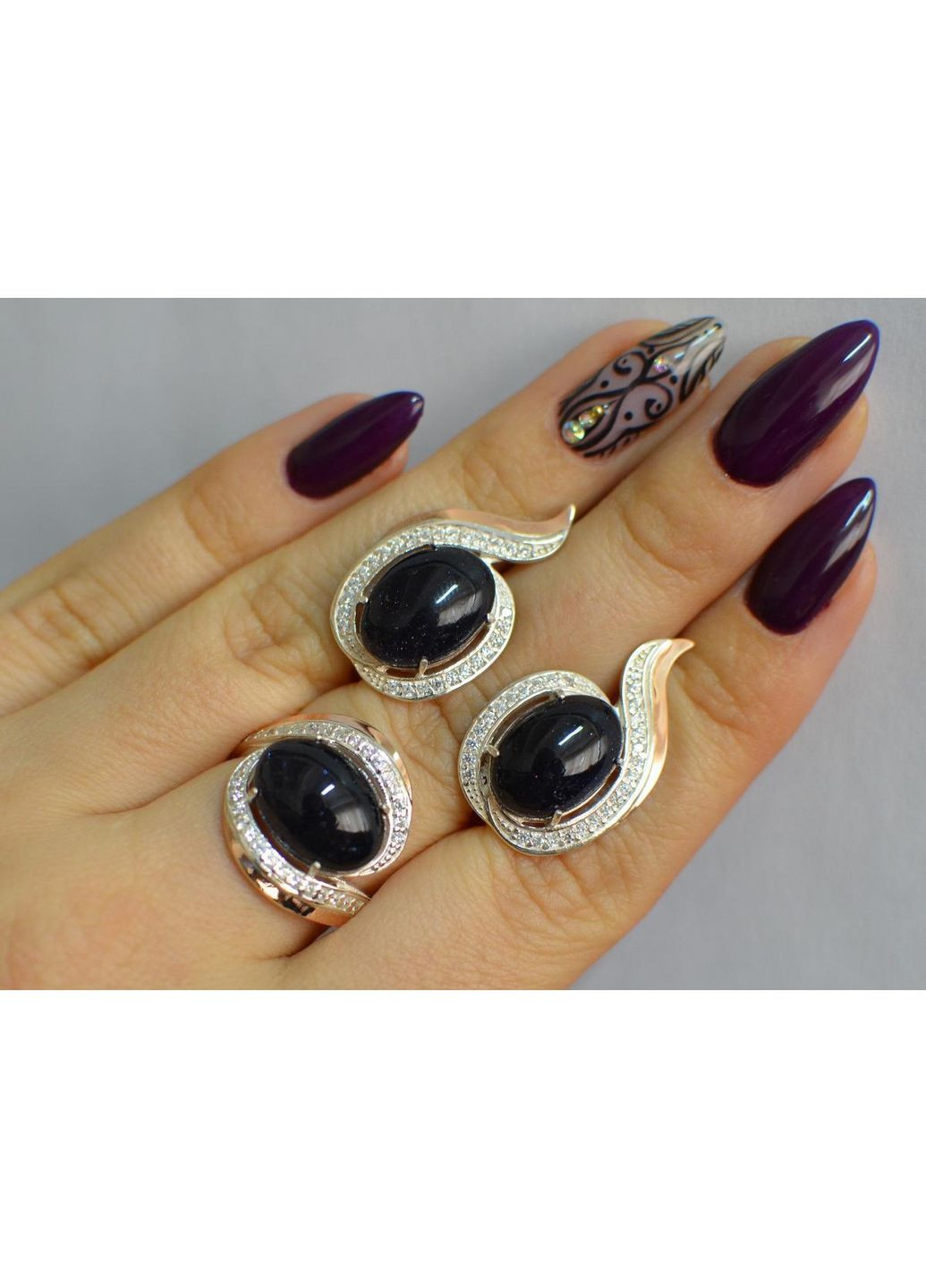 Срібний гарнітур з золотими пластинами Silver Style (367268309)