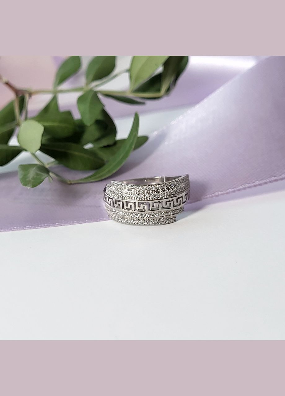 Серебряное кольцо Широкое в белых камнях 17.5 размер серебро 925 пробы Родированное 4353р 3.10г No Brand (306854452)