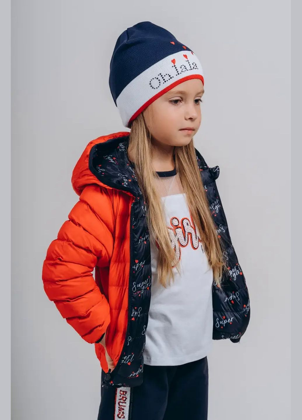 Шапка для девочки CAG01 темно-синяя Giamo (302970495)