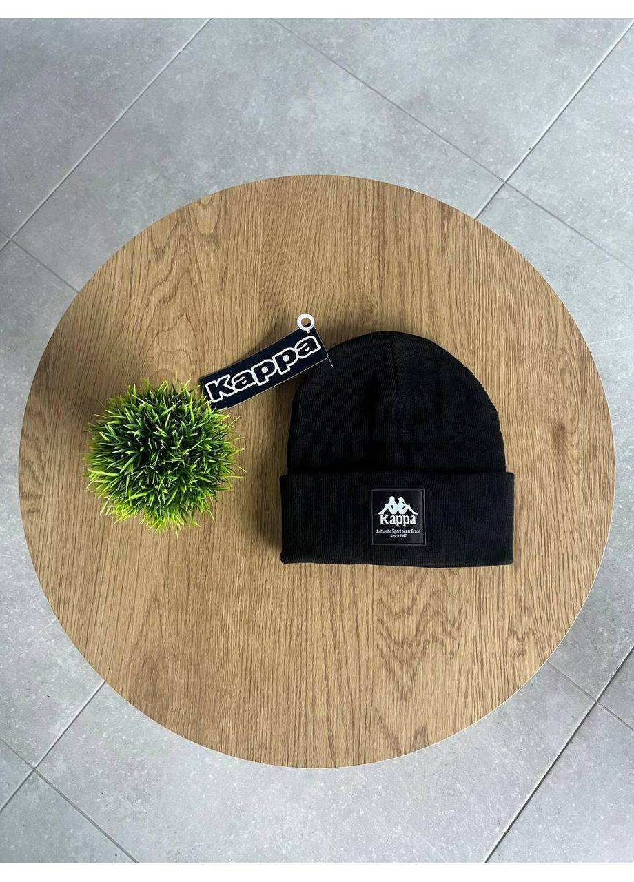 Мужская зимняя шапка с лого Kappa черная No Brand (357335349)