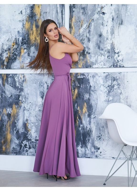 Комбінована сукня 11745 бузкова ISSA PLUS однотонна