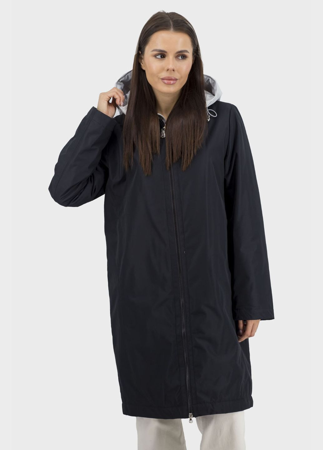 Жіночий двокольоровий спортивний бомбер-плащ з капюшоном Snow Owl (, ), 47542 на блискавці демісезон (331785570)