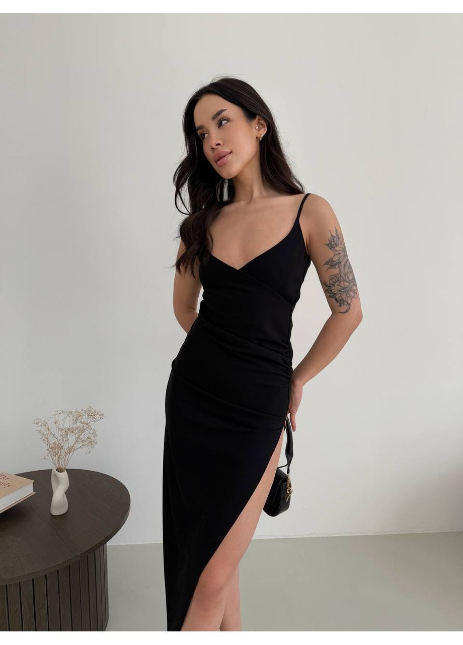 Чорна повсякденний, вечірня, кежуал жіноча сукня силуетна No Brand однотонна