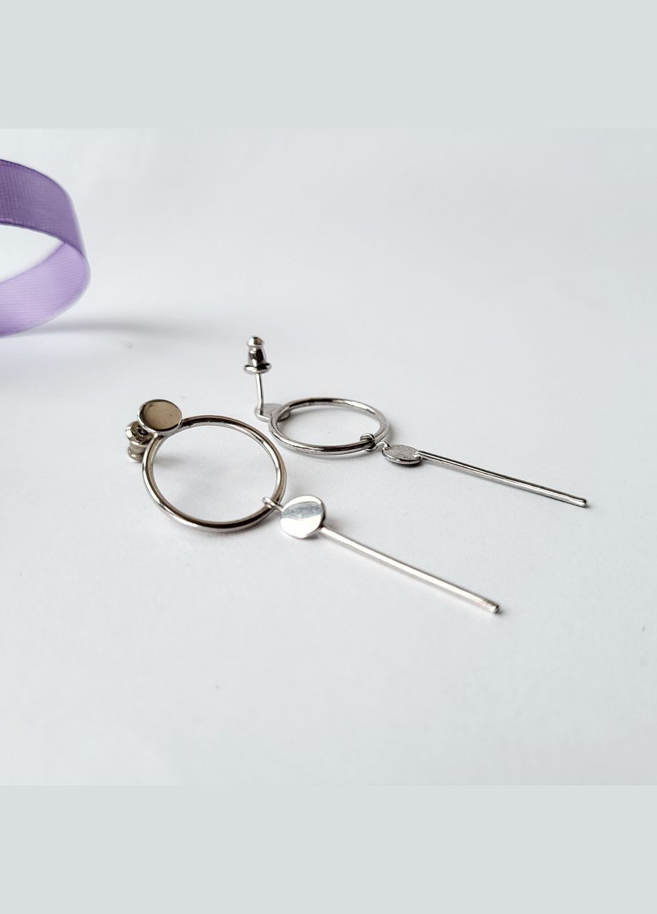 Серебряные Сережки гвоздики на фиксаторах без Камней Круг серебро 925 пробы Родированное 1343 3.61г No Brand (306742640)