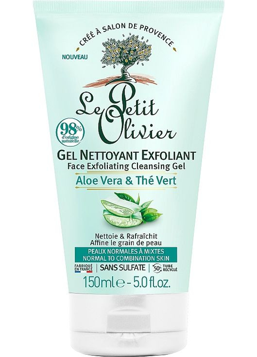 Отшелушивающий гель для лица "Алоэ и зеленый чай" Cleansing Exfoliating Gel 150ml (1025206-33999) Le Petit Olivier (368611189)