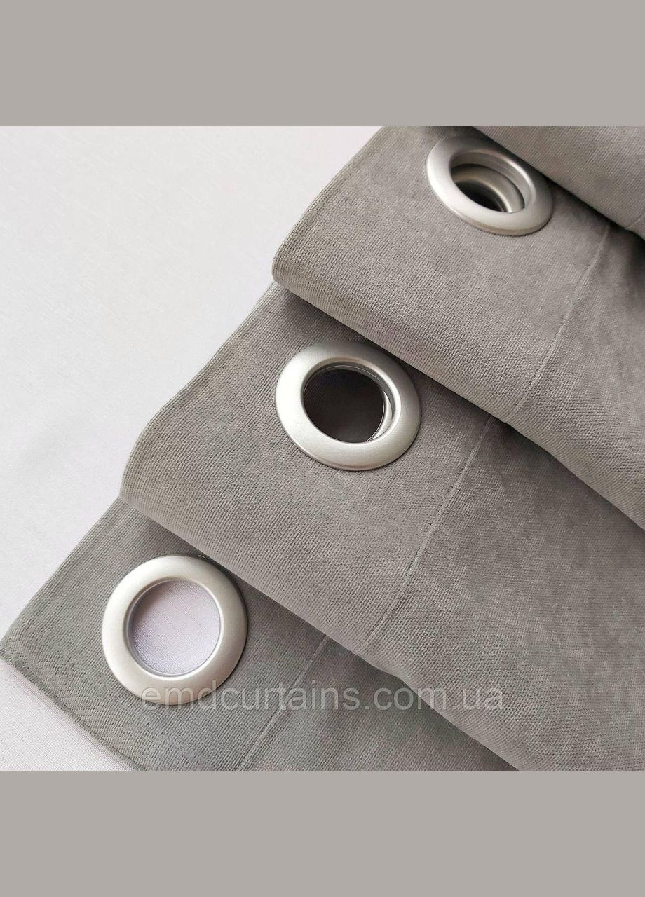 Комплект штори на сірих люверсах 2 шт 235х250 см мікровелюр Сіро-бежевий No Brand (337358399)