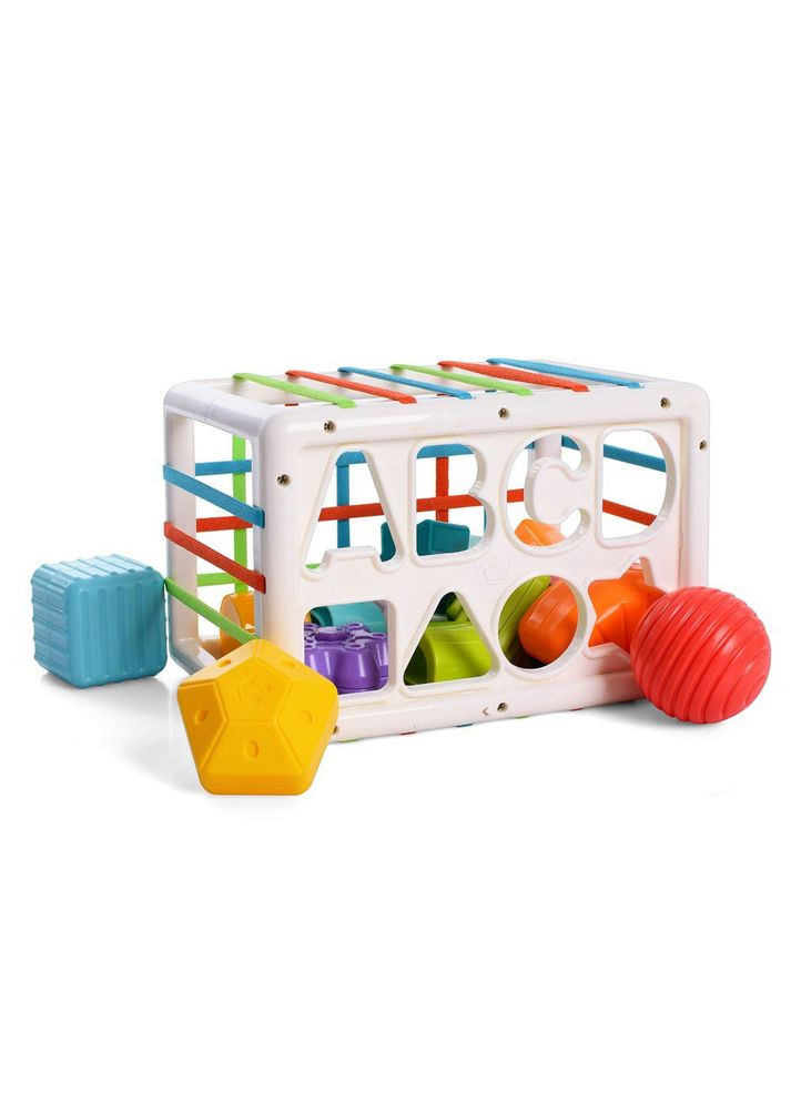 Развивающий тактильный куб-сортер HE 0209 с набором сенсорных элементов 14 шт. Huanger (327797483)