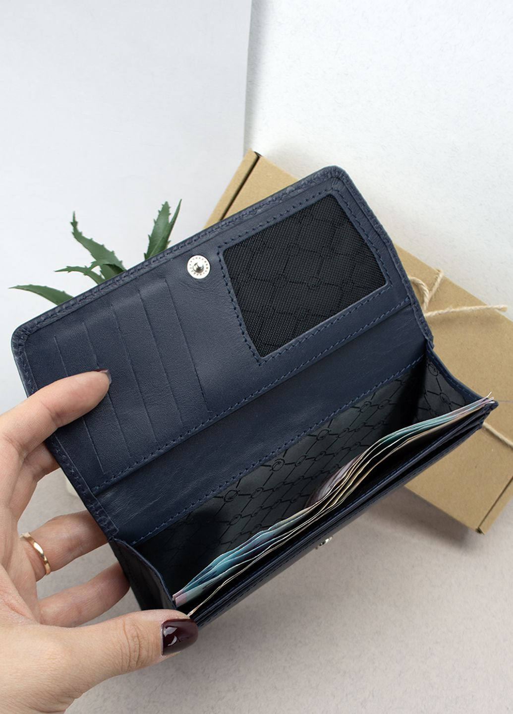 Подарунковий жіночий набір №92: гаманець Leona + обкладинка на паспорт + ключниця (синій пітон) HandyCover (283323781)