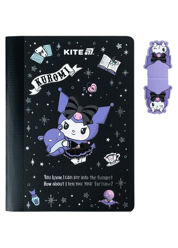 Блокнот A5 60л. клет. соч. обкл. Kuromi с магнитной закладкой №HK25-192/ / Kite (338619957)