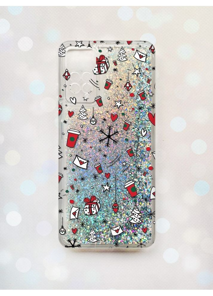Чохол з плаваючими блискітками на Xiaomi Redmi Note 11 Pro Срібний:: Новорічний фон (принт 182) Creative (362968441)