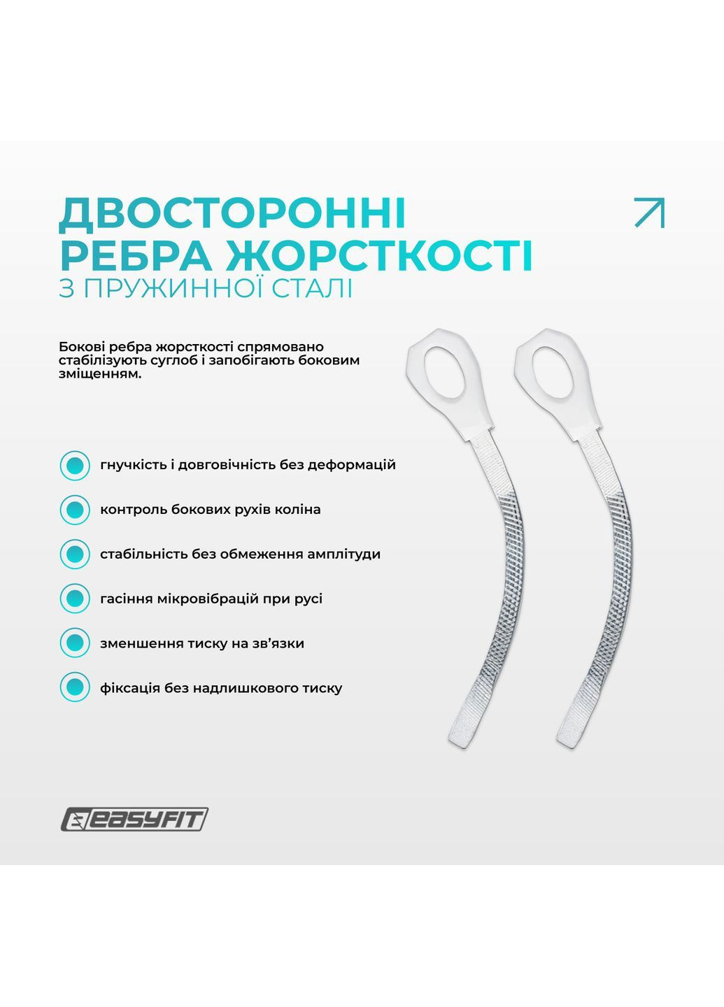 Бандаж (фіксатор) колінного суглоба з ребрами жорсткості та силіконовою вставкою. Розмір M EasyFit (366575861)