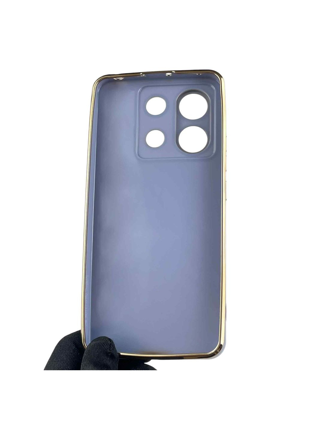 Чехол для POCO X6 женский с золотой окантовкой с защитой камеры на сяоми поко х6 синий Xiaomi (366019529)