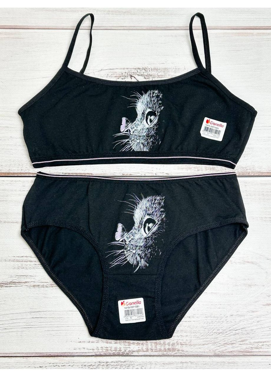 Черный комплект белья (топ+трусики) Donella