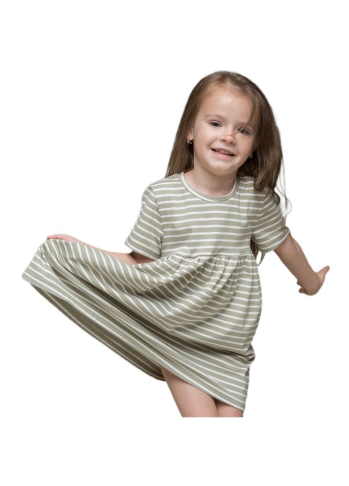 Оливковое платье для девочек с коротким рукавом trendy тot Trendy Tot (371262586)