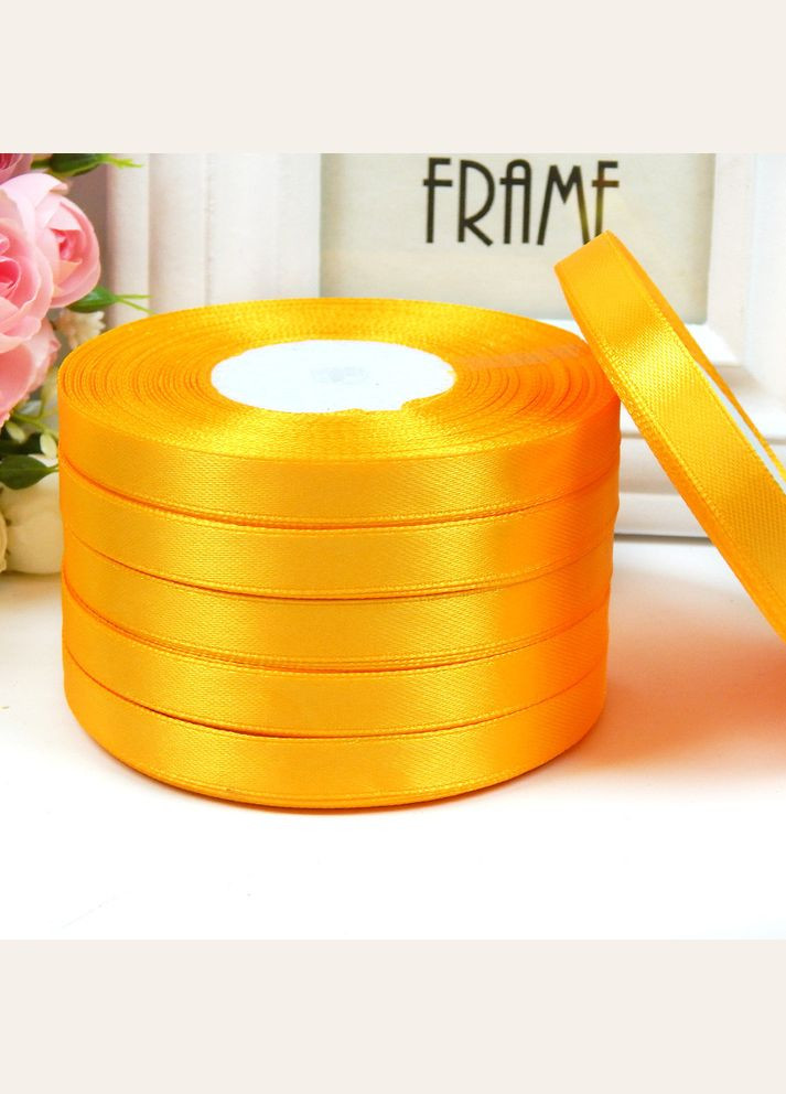 Лента атласная однотонная, 1 см, №112 насыщенный желтый (рулон 33 м) No Brand (351902840)
