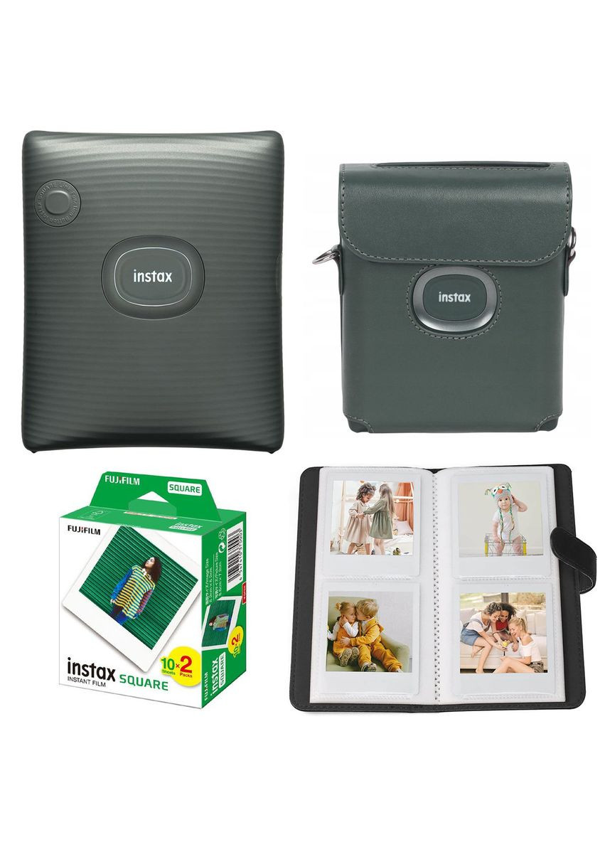 Подарочный набор фотопринтер Instax SQ Link Green, Фотобумага 20 шт, Чехол, Фотоальбом на 108 фото Fujifilm (329191912)