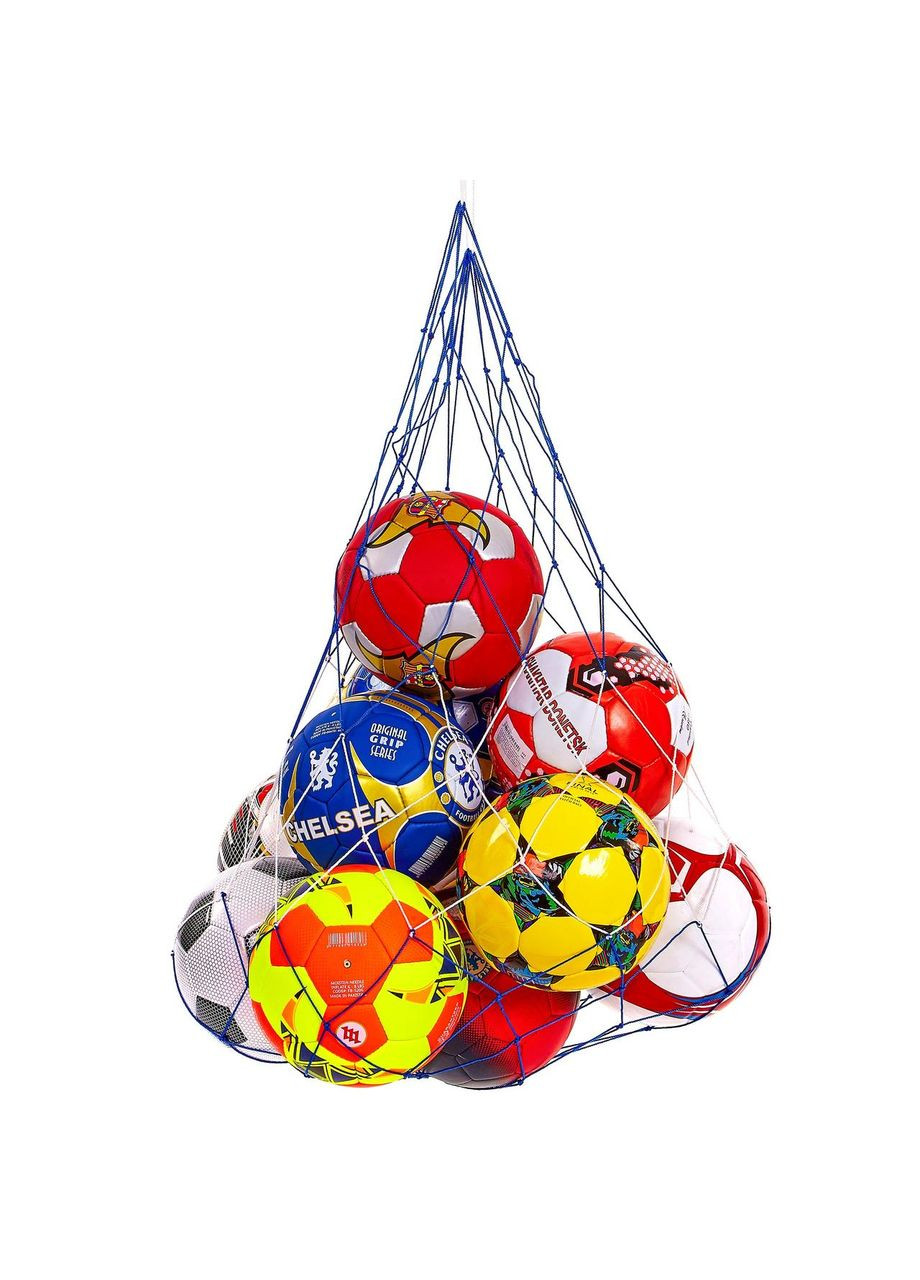 Сетка для мячей «ЭКОНОМ» (полипропилен, d-2,5мм, 5 мячей, ячейка 12см, синий-белый) (SO-5255) SP-Planeta (361439015)