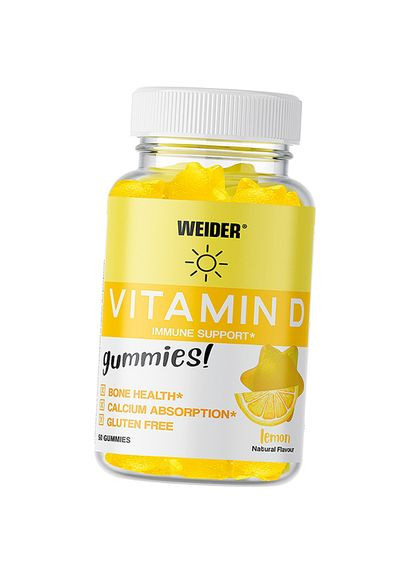 Жувальний Вітамін Д, Vitamin D Gummies, 50таб Лимон 36089019, (36089019) Weider (293254495)