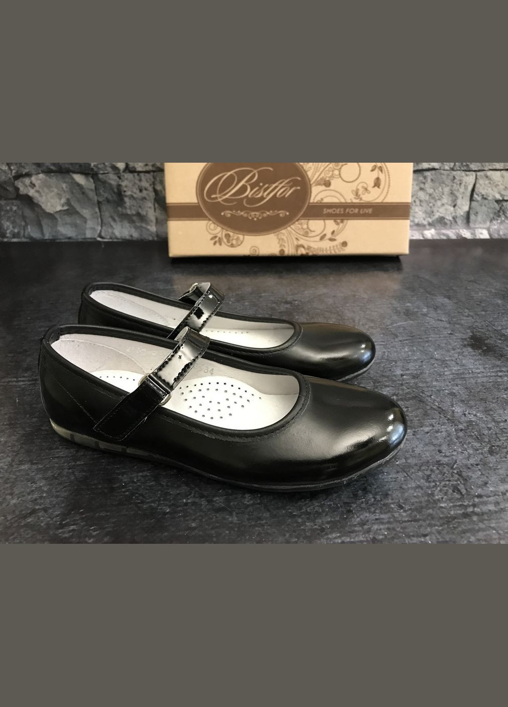 Шкіряні туфлі для дівчаток на липучці, Bistfor (308359858)