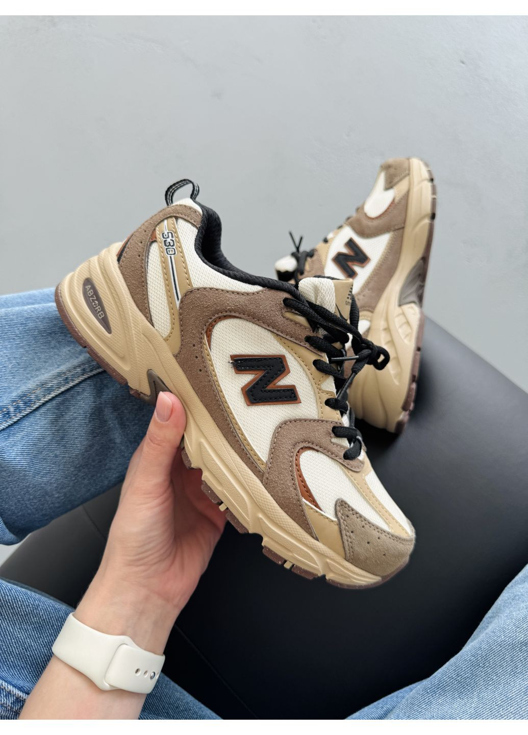 КРОССОВКИ ЖЕНСКИЕ NEW BALANCE 530 BROWN / BEIGE НЬЮ БЕЛАНС 530 No Brand бежевые демисезоны (367168675)