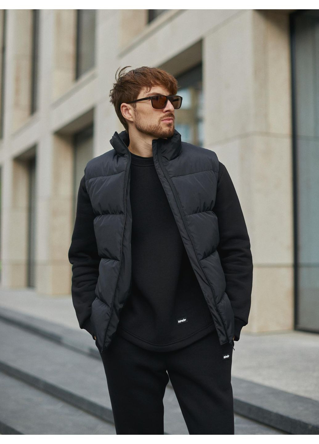 Теплая мужская жилетка Unity черная – комфорт и защита от ветра Intruder (358530916)