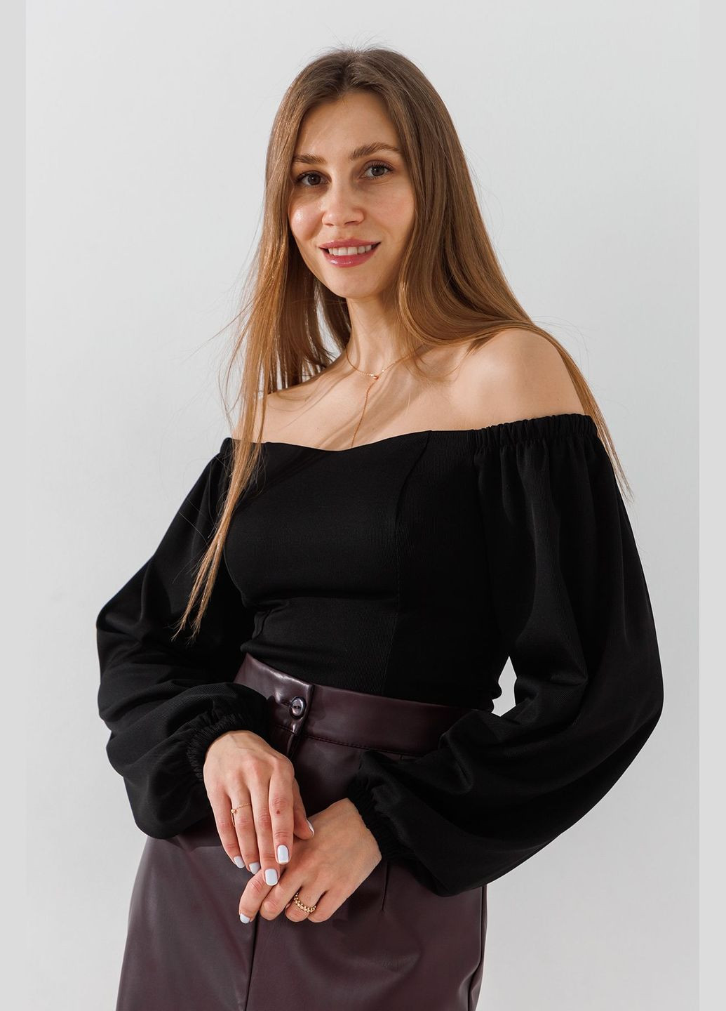 Чёрная блуза однотонная женская 2401 черный shop (2000990396570) On me