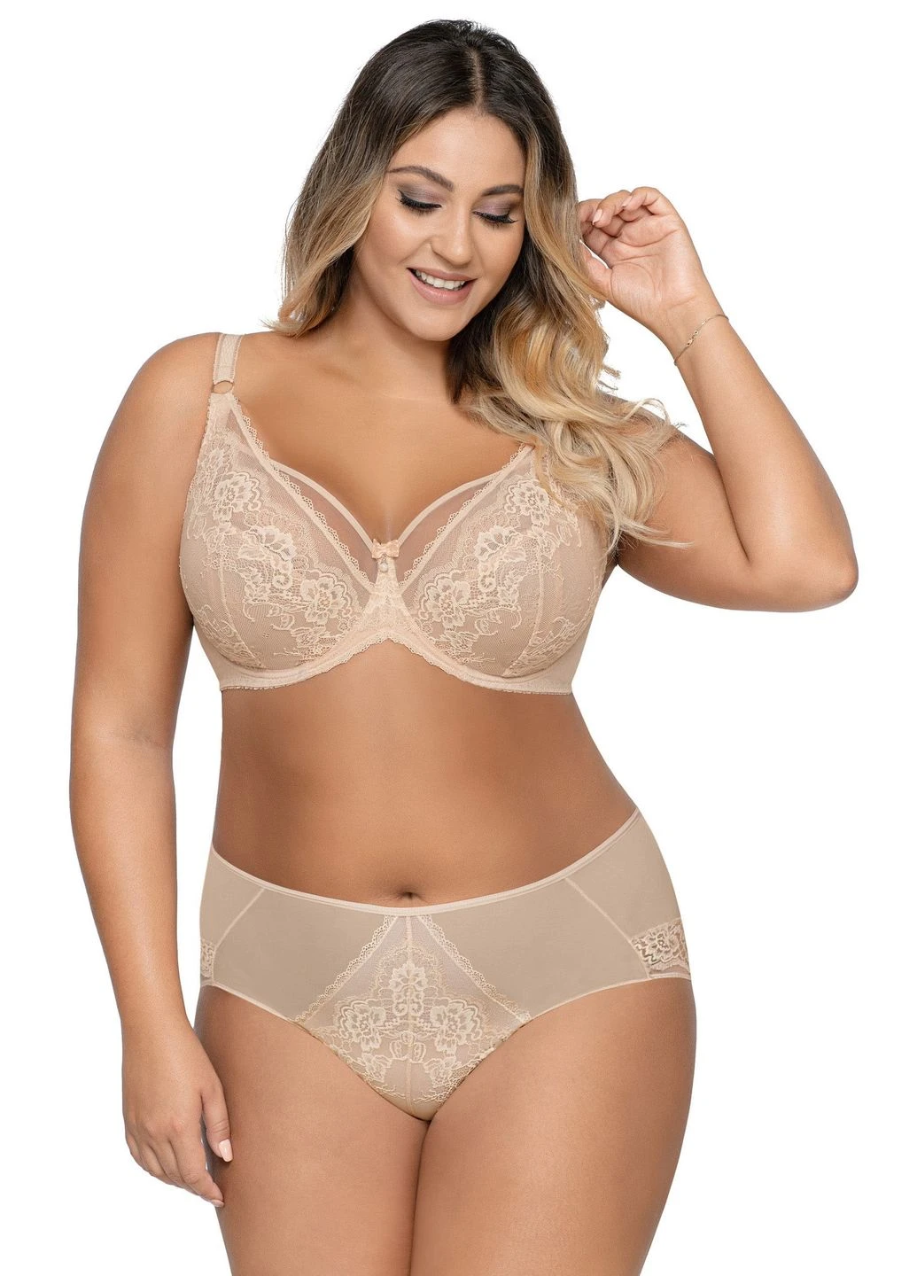 Бежевый бюстгальтер c мягкой чашкой 1824 venus beige Ava кружево