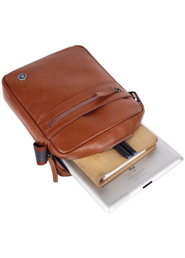 Сумка планшет через плечо мужская из натуральной кожи для телефона и для документов маленькая Рыжий 38112 Brampton London (361660313)
