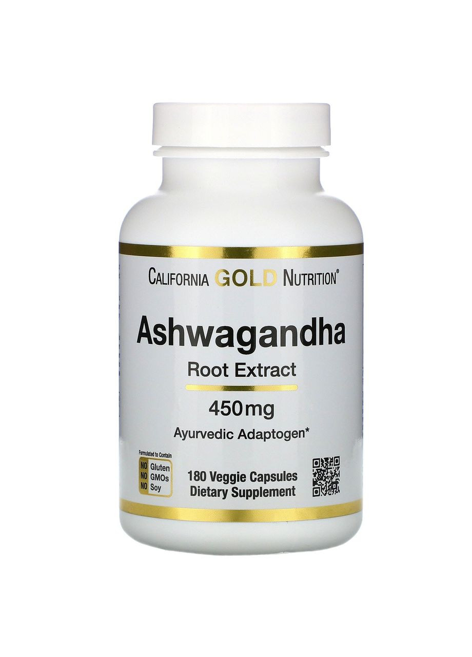 Ашваганда экстракт корня 450 мг Ashwaganda 180 растительных капсул California Gold Nutrition (263517337)