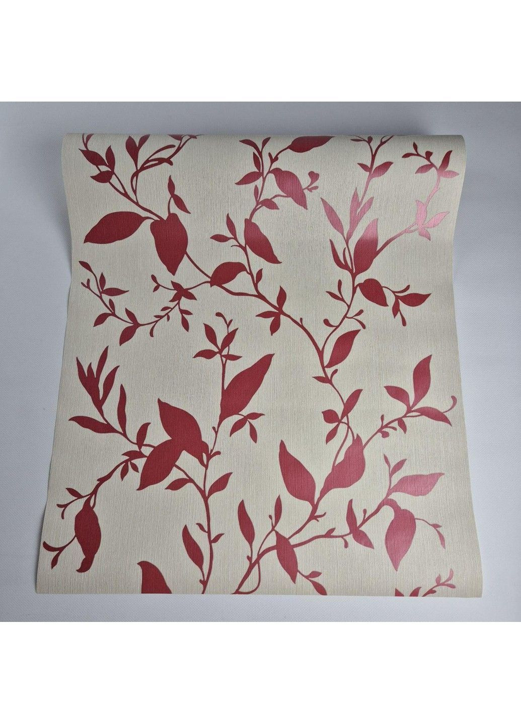 Обои виниловые на флизелине 0.53 × 10.05 м 57835, бежевые с красными листьями для спальни, гостиной, коридора MARBURG (368895768)