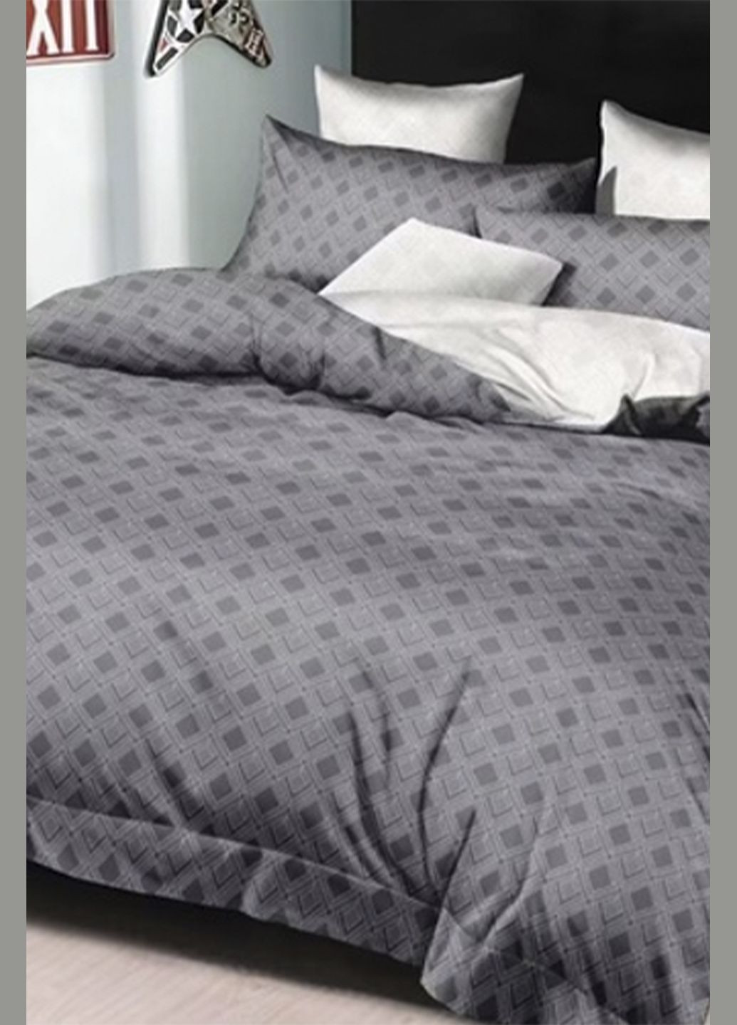 Комплект постільної білизни Євро - Lounge Luigi Grey колір сірий ЦБ-00272916 Soho (322220934)