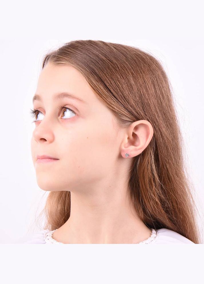 Серебряные серьги-гвоздики Сердце (4900) IRIJ (331016778)