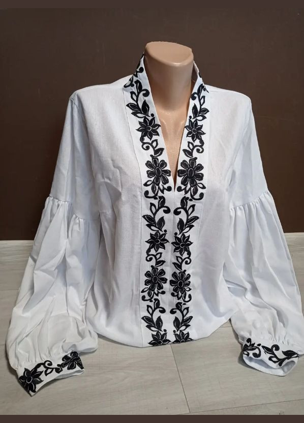 Белая вышиванка украина тд бизнес классика белый 44-64 г. блуза с вышивкой женская льняная вышиванка с длинным рукавом. узор цветочный лен (312277744)
