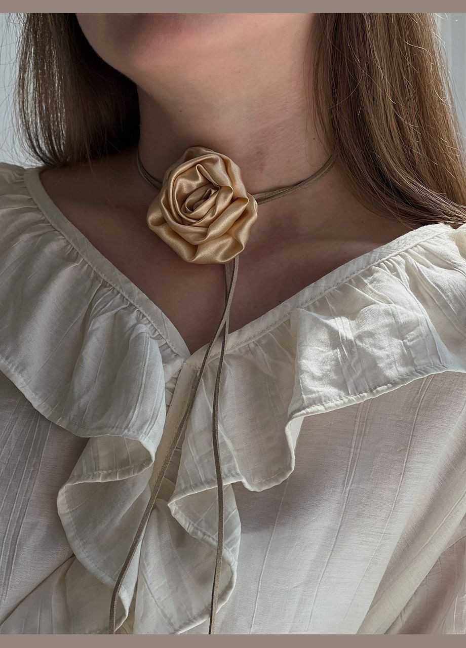 Чокер квітка бежевого кольору на шнурку D.Hats текстиль (285710696)